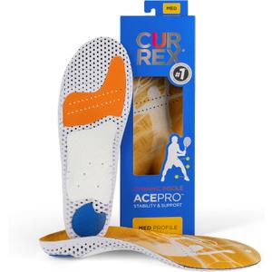 CURREX AcePro, Arch Support Insoles for Tennis, Volleyball, Racquetball, Net Sports, Increase Performance & Agility, Court Based Sports Inserts for Men & Women (Medium Arch, Medium) Size: M (Mens 7-8.5 / Womens 8.5-10)