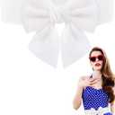 Geyoga Women Bow Belt Elastic Waist Belt Bowknot Stretchy Corset Dress Sash 2.4'' Wide (Small, White)