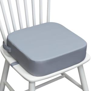 Toddler Booster Seat for Kitchen Chair, 3.5" Oxford Foam Cushion, Non-Slip Base, Adjustable Straps, Portable Dining Booster for Self-Feeding Toddlers at Home or on the Go (Grey)
