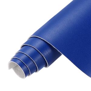 MECCANIXITY Faux Leather Sheets, 12x53 Inch (30x135cm) Smooth Solid PU Leather Fabric Roll for DIY Handmade Craft Sewing Bowing Earrings, Dark Blue/White