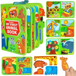Quanquer Animal Busy Book for Toddlers 1-3 - Montessori Toys for 1 Year Old Boys and Girls, Educational Travel Toy for Airplane Car, Christmas Birthday Gifts for Toddlers