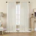 Joydeco Curtains, 108 Inches Long, 2 Panels Set, Farmhouse Drapes for Living Room, Semi-Blackout, Linen-Polyester, Ivory on Linen, Rod Pocket