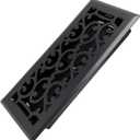 4x10 Inches Heavy Duty Walkable Floor Register - Easy Adjust Air Supply Lever Decorative Floor Vent Covers - Savannah Design Vent Covers for Home - Matte Black