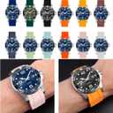 Juntan Curved Ends Silicone Watch Band 20mm 22mm Universal Soft Rubber Sport Replacement Watch Straps for Moonswatch Multiple Colors Watch Bands Men Women (Pink)