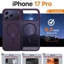 Magnetic for iPhone 17 Pro Case,[Anti-Slip][Compatible with MagSafe][Military Grade Drop Protection] Shockproof Protective Translucent Matte Phone Case for iPhone 17 Pro Case,Deep Purple