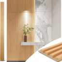 Art3d Slat Wood Wall Paneling for Interior and Ceiling Decoration - Pack of 4pcs + 1pc End-Trim, Size 108 x 5.7in.- Oak