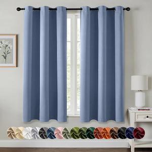 MIULEE Blackout Curtains for Bedroom Living Room 2 Panels, Thermal Insulated Room Darkening Drapes Grommet Noise Reducing Light Blocking Window Treatments 63 Inches Long 40x63 Inch Denim Blue