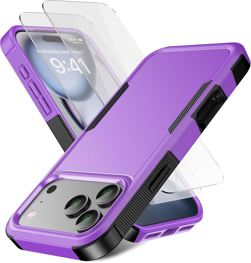 for iPhone 17 Pro Max Case [Shockproof] [Dropproof] [Heavy Duty Protection] [Pocket-Friendly] Slim & Tough Non-Slip Protective Phone Cover for iPhone 17 promax 6.9inch, Purple