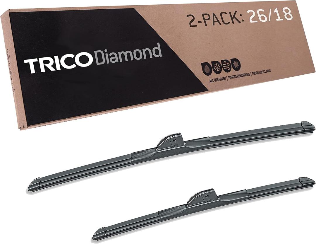 TRICO Diamond™ (25-2618) 26 Inch & 18 inch pack of 2 High Performance Automotive Replacement Windshield Wiper Blades For My Car Super Premium All Weather Beam Blade for Select Vehicle Models