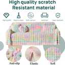 3D Bubble Mat Faux Fur Couch Cover,Thick Faux Rabbit Fur Couch Cover,L Shaped Sofa Slipcovers for Home Decoration and Dogs,Cats(Rainbow, 71" x 118")