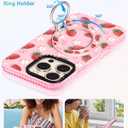 Toycamp for iPhone 16 Pro Max Case Compatible with Magsafe - Cute Design 360 Magnetic Ring Holder Stand Kickstand Funny Strawberry Girly Pretty Fashion TPU Phone Covers for Women Tenn Girls