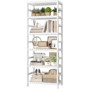 FOTOSOK 6-Tier Bamboo Shelf with Adjustable Shelves, Bamboo Kitchen Cabinet
Tall Bamboo Bookshelf and Plant Shelf with 250-lb Shelf Capacity for Laundry Bathroom Kitchen Pantry Home Office