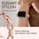 TAURI Metal Band for Apple Watch Bands 44/45/46/49mm, Adjustable Bling Diamonds Strap Fashion Cute Chain Thin Bracelet for iWatch Series 11/10/9/8/7/6/5/4, SE3/2, Ultra 3/2/1, Women- Rose Gold