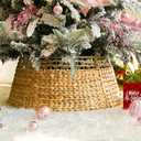 Joyhalo Christmas Tree Collar, 25.5in Wicker Skirt for 7.5 ft Rustic Woven Pencil Artificial Tree, Xmas Basket, Farmhouse Rattan Base Cover