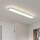 Smart LED Ceiling Light,36.2In Dimmable Modern Metal Linear LED Ceiling Lamp,Flush Mount Wraparound Shape Lighting Fixture with Remote Control for Kitchen Dining Room & Laundry 55W