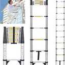 JADDUO Telescoping Ladder 20.3 FT Extension Ladder Aluminum Lightweight Telescopic Ladder with 2 Triangle Stabilizers Telescoping Attic Ladder RV Ladders for Travel Collapsible Ladders for Home