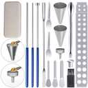 16Pcs Filling Tools Kit - Short Stem Funnels Home & Lab Supplies with Empty Tray and Spoon Scoops Spatula Tamper Quickly Maker All Size # 000 00 0 1 2 3 4 5 Funnel 16Pcs