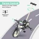 JMMD 6 in 1 Toddler Bike with Push Handle for Kids 18-60 Months, 12" Foldable Balance Bike with Training Wheels, Pedals, Brakes, Kickstand, Push Tricycle Toddler Gift & Toys for Boy & Girl