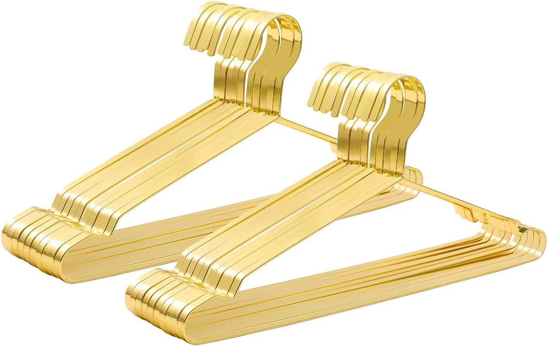 20 Pack Heavy Duty Extra Wide Stainless Steel Coats Hangers, 17.7 Strong Durable Metal Hanger for Heavy Garments, Sturdy Metal Rack for Shirts Jackets Trousers Pants Slack, Gold