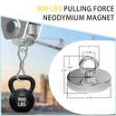 Magnetpro Fishing Magnet, Over 900 Lbs Pulling Force Strong Neodymium Magnet Heavy Duty, Rare Earth Magnets with Eyebolt, Diameter 3.54 inches for Magnetic Fishing, Hunting, Retrieving in River