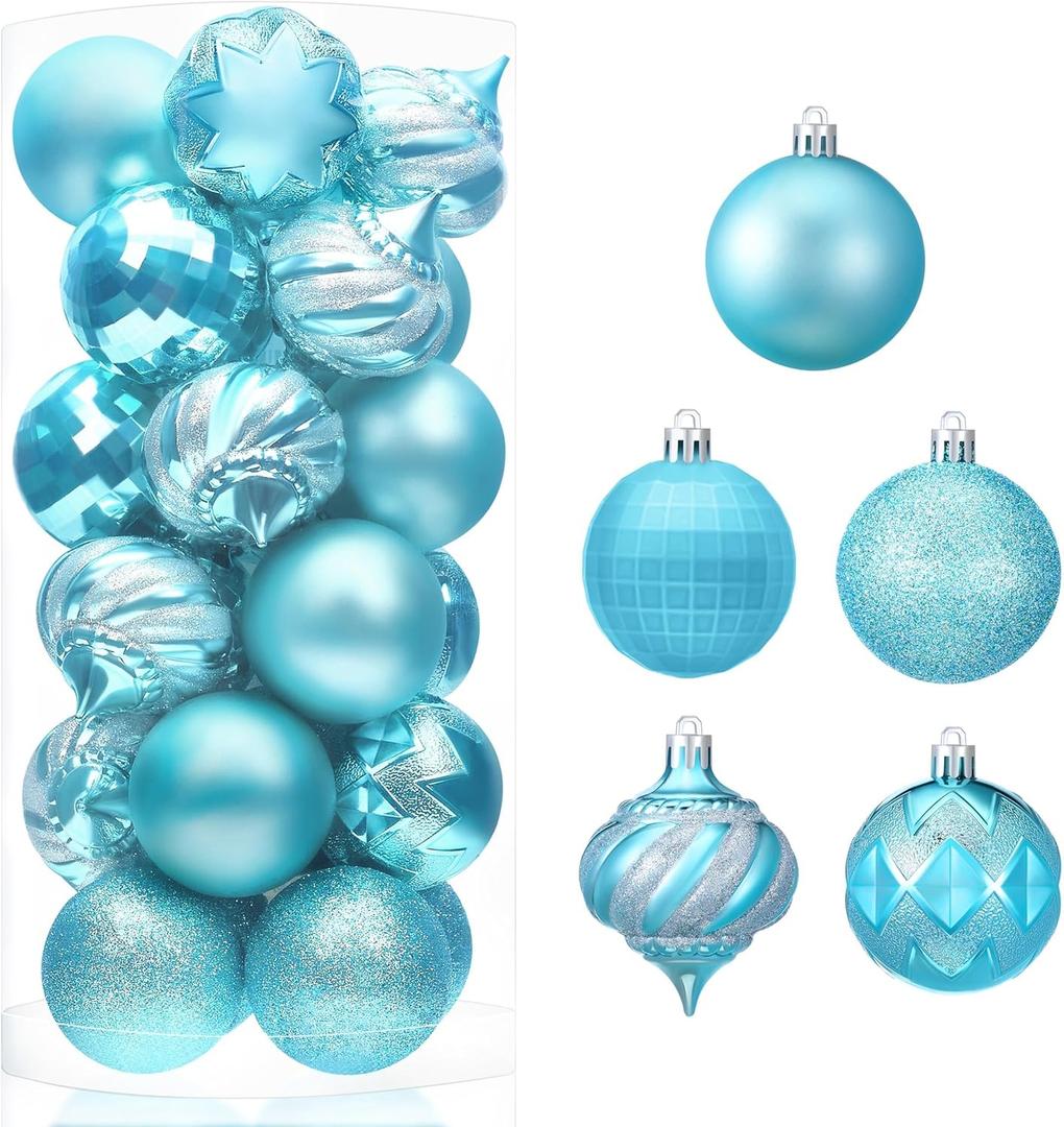 Joiedomi 24 Pcs 3.15'' Baby Blue Christmas Ball Ornaments, Shatterproof Christmas Tree Ornaments for Xmas Tree, Holidays, Party Decoration, and Special Events
