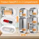 Stainless Steel Snack Containers with Lids, 2 Pack Grab and Go Metal Snack Containers, 3 Compartment Reusable Stainless Steel Snack Box for Food Lunch Meal Prep (3+2 Compartment 2 PCS)