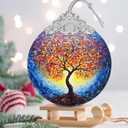 Stained Glass Suncatcher Ornament - Tree of Life Christmas Decorations - Christmas Ornaments for Tree - Holiday Present Ideas - Gift Exchange