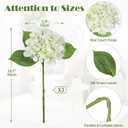 Oairse 3Pcs White Hydrangea Artificial Flowers 19.7 in Real Touch Faux Hydrangea Stems Silk Flowers with Stems White Fake Flowers Bouquet for Floral Arrangements Table Centerpieces Wedding Home Decor
