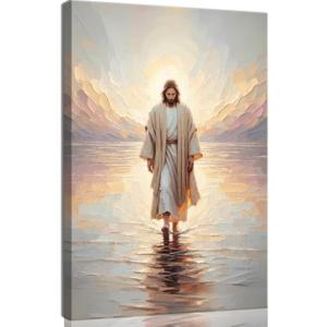 Jesus Wall Art Jesus Walking On Water Wall Decor Paintings Christian Religious Posters Prints Pictures Modern Serenity Prayer Prints Artwork for Prayer Room Living Room Bedroom, 16x24 in