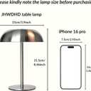 Portable LED Mushroom Table Lamp, 8.46'' Metal Small Cordless Desk Night Light with 5200mAh Rechargeable Battery, Stepless Dimming Lamp with 3 Colors for Bedroom/Bar/Coffee Shop (Black)