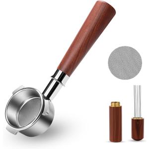 54mm Bottomless Portafilter, 3 Ears Espresso Portafilter, Compatible with 54mm Breville Sage Barista Espresso Machine, Puck Screen and Distribution Tool Included, Espresso Accessories Kit (54mm | Compatible with Breville | 3 Ears)