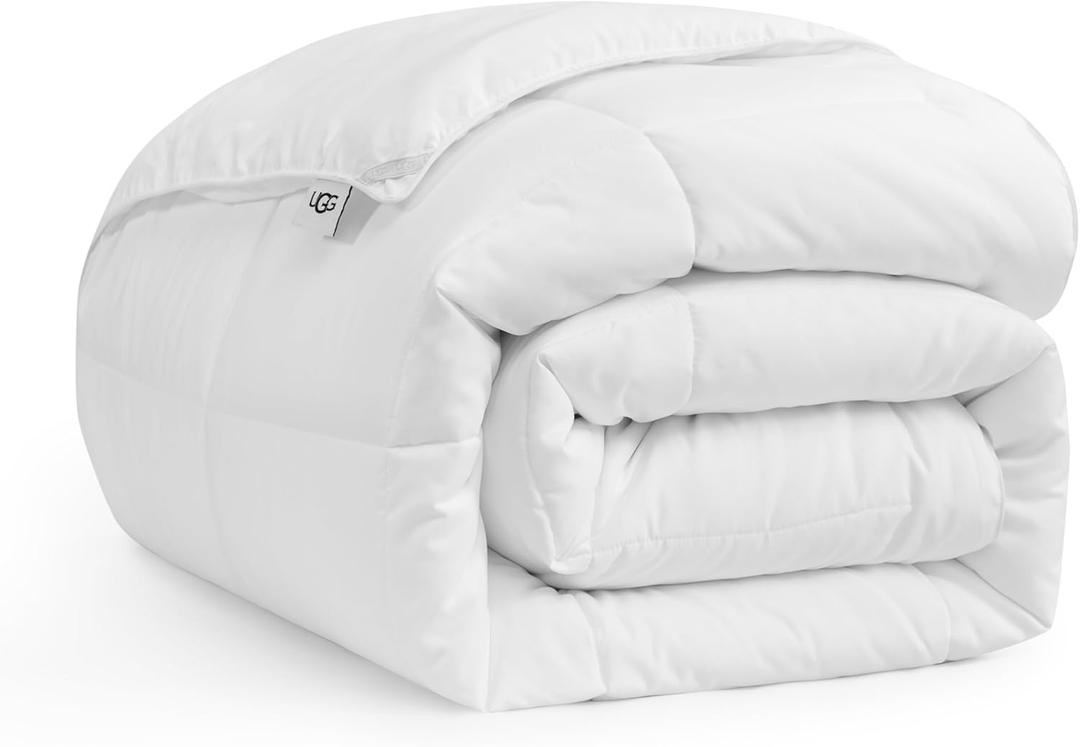 UGG Danielle Comforter Duvet Insert Cooling Lightweight Down Alternative Hypoallergenic Washable Quilted Fluffy Comforter Blanket Corner Tabs for Duvet Cover, King/California King, Bright White