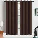 Yakamok Blackout Curtains Room Darkening Thermal Insulated Window Panels,Solid Grommet Top Drapes for Bedroom/Living Room(52Wx63L, Chocolate Brown, 2 Panels)