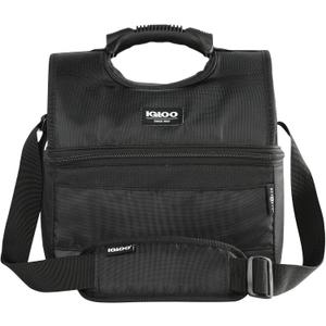 Igloo Gripper Soft Sided Cooler Bag, Insulted Dual Compartment Lunch Cooler (Black 16-Can)