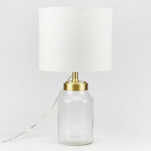 20" H Clear Glass Fillable Table Lamp with White Shade (Bulb Not Included) (Gold)