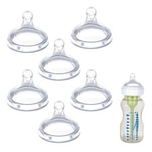 6 Pack Replacement Nipples Compatible with Dr Brown Wide Bottle, Silicone Nipples for Bottle, BPA-Free, Durable and Soft Nipple (M, Medium Flow)