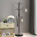 Kertnic Metal Coat Rack Stand with Natural Marble Base, Free Standing Hall Tree with 12 Hooks for Hanging Scarf, Bag, Jacket, Home Entry-way Hat Hanger Organizer (Bronze)