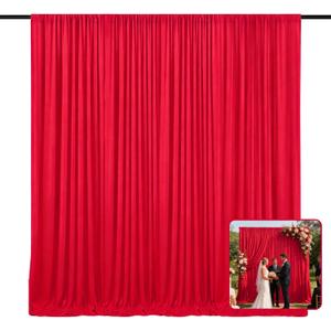 2 Panels Red Backdrop Curtain, 10 x 7 Feet Polyester Background Curtains for Parties, Weddings, Baby Showers, Halloween, Christmas, Birthday Party Photoshoot Backdrop Curtains Decorations
