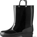 HISEA Kids Rain Boots for Toddler Boys Girls, Waterproof Rubber Boots with Easy-On Handles, Seamless PVC Rain-boots Lightweight Mud Shoes for Water Beach Outdoor Playing (8 Toddler, (Black)