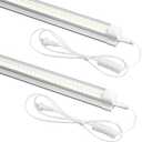 LED Shop Light 2FT, 20W 3000LM 5000K, T8 LED Light Fixture, Clear Cover, Plug in Overhead Linkable Utility Tube Lights Indoor for Work Bench Workshop Living Room Bar Garage Closet Shed Gym