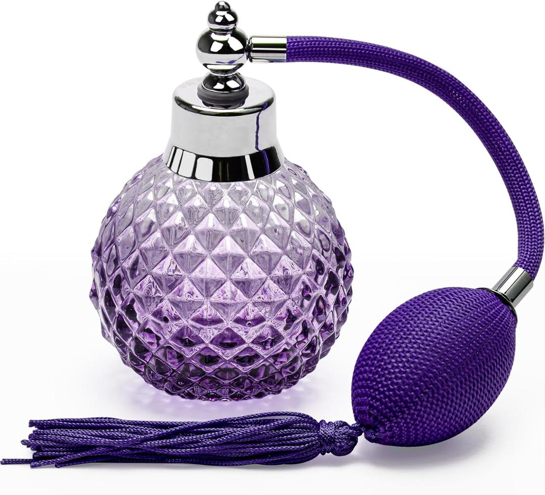 Coolrunner Crystal Art Vintage Style Refillable Perfume Atomizer Long Spray Bottle 100ml(Purple)