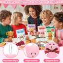 Valentines Day Cards for Kids School, 24 Packs Valentines Cards with Stuffed Mini Bear Toys, Perfect Plush Animal Key Chains for Valentines Party Favors, Ideal Exchange Gifts for Boys Girls Classroom