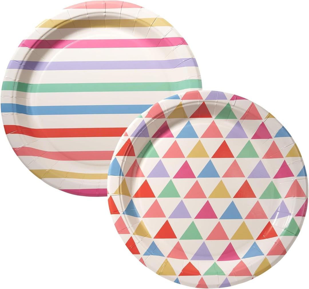 Cheerland Colorful Birthday Party Plates Multicolored Rainbow Party Decoration Supplies Dessert Confetti Paper Plate for Kids Birthday Celebration Baby Shower Decorations Tableware Supplies Pack Of 24