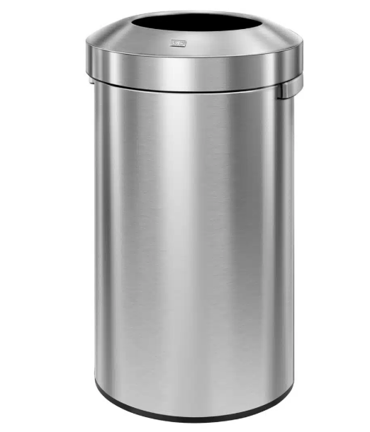 EKO Urban 120L Round Black Stainless Steel Open Top Waste Bin, Tall Commercial Trash Can for Indoor/Outdoor, Extra Large Metal Garbage Bin for Office, Restaurant, Restroom