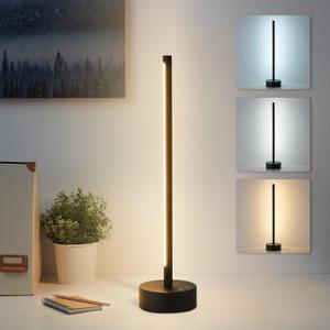 KARTOOSH Cordless LED Table Lamp, Battery Operated Portable Desk Lamp,Dimmable/3 Color/Memory Function,Modern Rechargeable Table Light for Living Room,Bedroom,Bedside,Black (17.5"D x 3.5"W x 4.7"H)