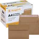 120 Qty Printable A4 Invitation Envelopes 4.25 x 6.25 Cards, Self Seal 120GSM Brown Paper Envelopes for Invitations, Papers, Photos, Documents, Wedding, Baby Shower, Easy to Seal and Peel