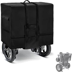 Rileytee Foldable Wheelchair Travel Bag for Airplane,Heavy Duty 600D Waterproof Dustproof Portable Folding Electric Wheelchair Covers for Travel (25''W x 18''D x 15'' H x Skirt 30")
