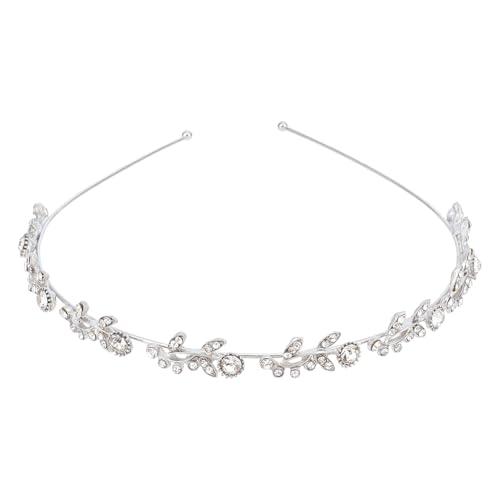 OLYCRAFT Rhinestone Wedding Headband Silver Crystal Headband Hairs Band Bridal Leaf Hair Accessories Headpiece Leaf Sparkling Hair Band Headpiece for Wedding Bridesmaids Women Headbands