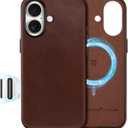 SHIELDON Genuine Leather Case for iPhone 17 6.3" 2025 | Compatible with Magsafe | Updated Camera Button | Magnetic Wireless Charging | Slim Fit | Non-Slip | Shockproof | Camera Bezel - Retro Coffee