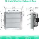 Shutter Exhaust Fan,12 inch Wall Mount Vent Fan with ON/OFF Switch,1680 RPM,970 CFM Attic Ventilator Fan for Greenhouse, Barn, Garage, Shed,Chicken Coops Ventilation Fans